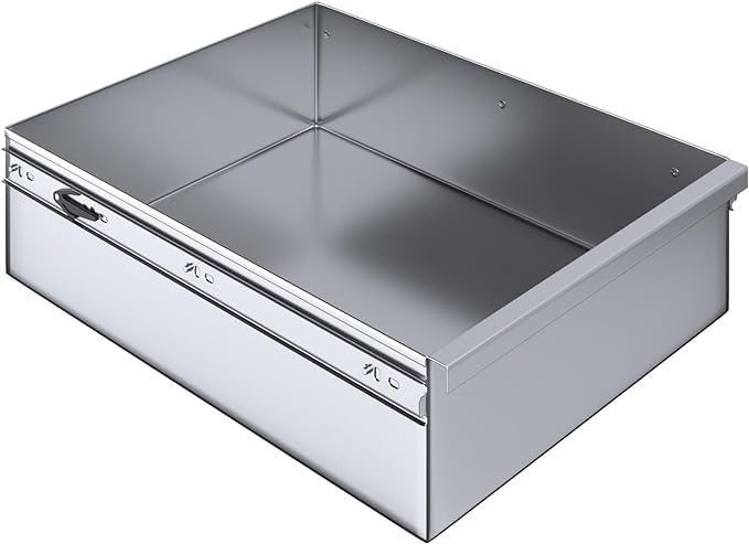 Express KitchQuip 15” x 20” Stainless Steel Drawer for Work Table – 430 SS 18-Gauge Heavy-Duty Metal Drawer – Fits Prep Tables – Commercial or