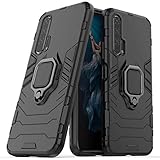 lulumain compatibile con honor 20 pro cover, custodia armor anello cavalletto (funziona con il supporto magnetico per auto) case paraurti per huawei honor 20 pro (nero)