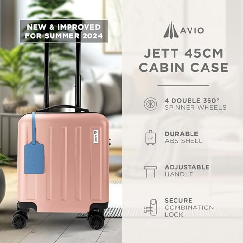 AVIO Jett 45cm Cabin Suitcase – Lightweight Hard Shell Carry On Luggage with 4 Spinner Wheels, Telescopic Handle & 3-Digit Lock – Airline Approved Cabin Bag - Image 3
