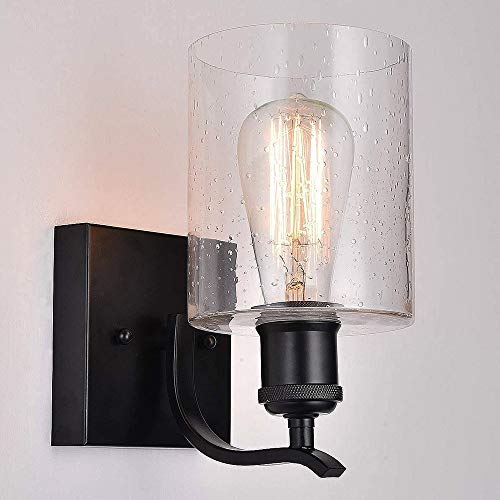 Berliget Farmhouse Black Wall Sconces Set Of Two, Modern Industrial Bubble Glass Wall Lamp, Bathroom Vanity Light Fixtures Indoor Wall Mount Light For Bedroom Living Room Hallway Stairwell #TOP1
