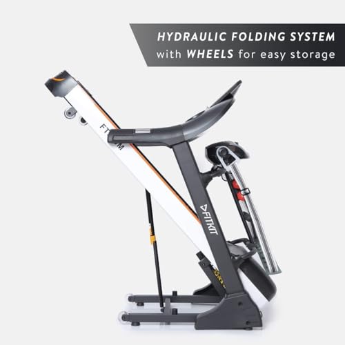 Image of Fitkit By Cult.Sport Ft350M 5.5Hp Peak Treadmill(Max Weight: 120Kg,Auto Incline,Max Speed 16Km /Hr&Massager)With Free Home Installation,Free Diet Plan,Trainer Led Sessions&1 Year Warranty,Black