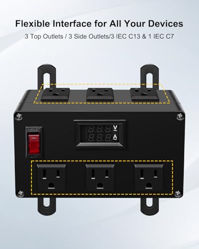125V 15A Media Enclosure Power Strip Fit for Onq Media Cabinet, Half Width Power Strip with 6 Outlets & 3 IEC C13 Adapters & 1 IEC C7 Adapter, AC1031 - Thumbnail 3