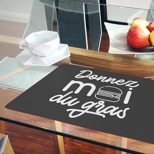 Napperons noir souples lot de 4 sets de table liège anti-tache grand format protège table burger - 6