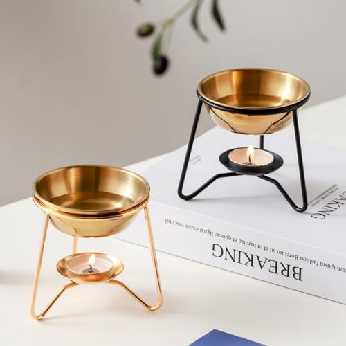 Calentador metálico para cera con soporte trípode dorado miniatura 6