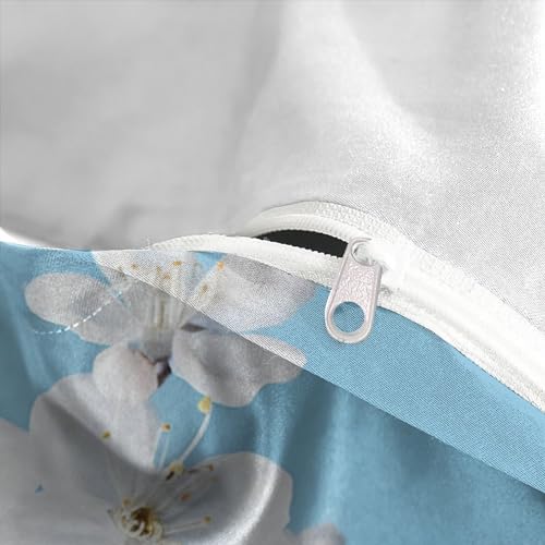 Housse de couette imprimée 3D fleurs blanches IOFEER parure de lit double polycoton - 8