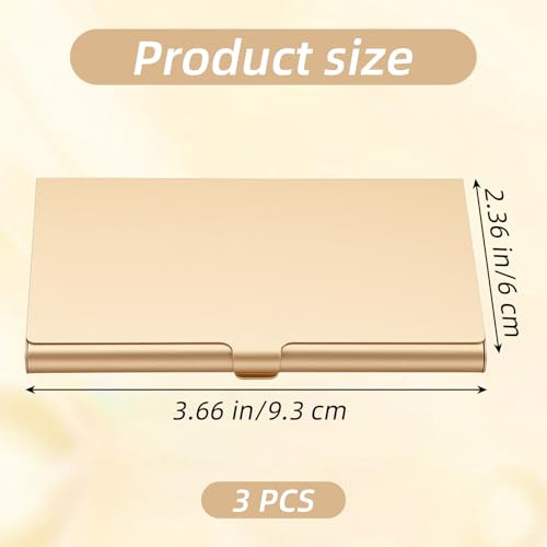 Teaaha 3 Pack Gold Business Card Holder – Slim Metal Card Wallet for Men Women, Elegant Aluminum Alloy Holder for Credit Cards ID Business Cards - Thumbnail 2