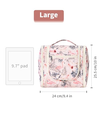 Image of Hanging Travel Toiletry Bag Cosmetic Make up Organizer for Women and Men, Beige Bird (Large),