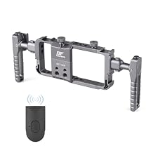 BFT-02B Universal Phone Cage Portable Phone Video Rig Kit Handheld Smartphone Stabilizer Bracket with 2 Side Handles 4 Cold Shoe Mounts Replment for iPhone 16/15/14/13 Android Phones