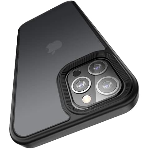 Meifigno Compatible with iPhone 13 Pro Max Case, [Military Grade Drop Tested] Translucent Matte Hard PC with Soft Silicone Edge, Shockproof Case Designed for iPhone 13 Pro Max 6.7 inch, Black Cover