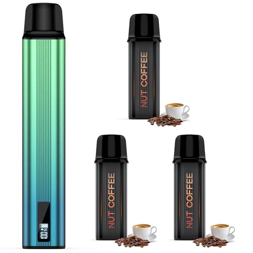 電子タバコ vape シーシャ スターターキット 15000回吸引可能 大容量 LEDディスプレイ搭載 爆煙 Type-C充電 カートリッジ 繰り返し使用可能 禁煙サポート ベイプ ニコチン タール0 本体+POD3本セットIM4 ナッツコーヒー