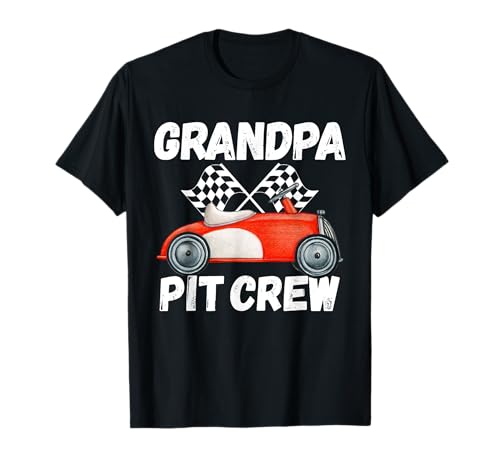 Grandpa Pit Crew Race Car Anniversaire Party Racing Parent Funny T-Shirt