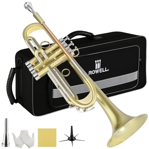 ROWELL Bb Trumpet Brushed Finish Standard Brass Trumpet Set Professional B Flat Trumpets with Deluxe...
