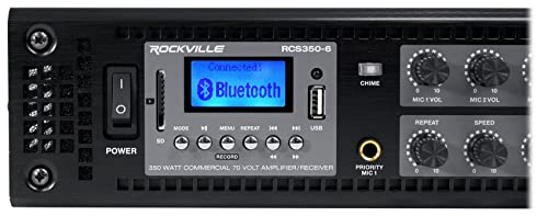 Rockville Rcs350-6 350 Watt 6 Zone 70V Commercial/Restaurant Amplifier/Bluetooth #TOP3