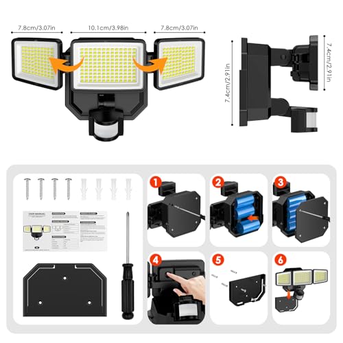 Foco con detector de movimiento exterior a pilas BENMA 302 LED para pared 4