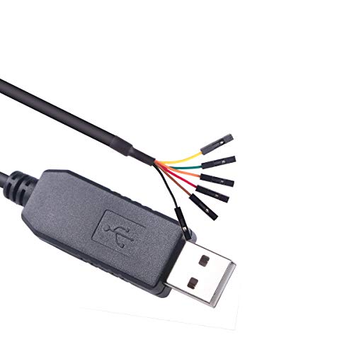 6ft USB RS232 to TTL 3v3 6 Pin 1'' Dupont Female Header UART Serial Cable FTDI Chip for Windwos,Linux and Mac OS (3.3V Logic Level, 6Pin 2.54mm Dupont Header)