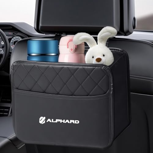 アルファード 適用 車 シートバックポケット 大容量 収納ボックス に対応 車用 吊り下げバッグ 取り付け簡単 多機能 車載 スマホ・小物収納 ハンギングバッグ カーシート収納 防汚・汚れ防止 便利グッズ(ブラック,アルファード適用)