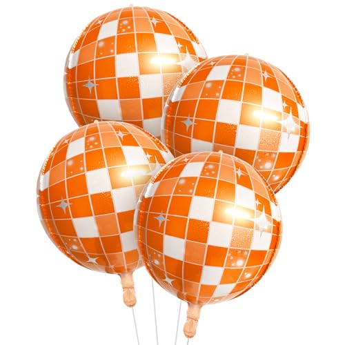 Image of Orange and White Disco Ball Balloons The Life of a Birthday Girl Balloons Glitter Balloon in My Music Era Show Girl Retro Music Note Fall Theme Decor Happy Birthday Party Decorations for Girls