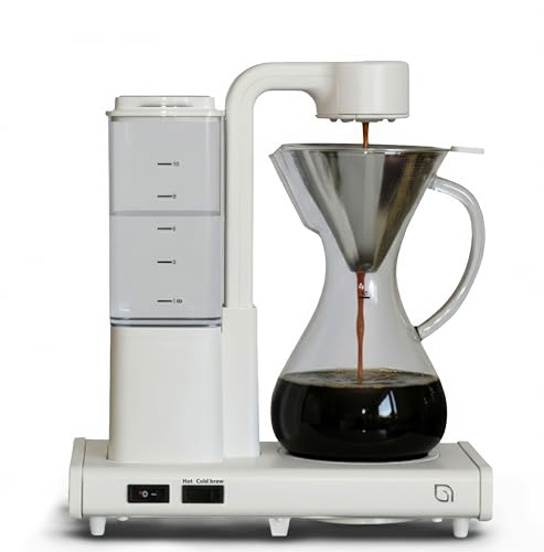 Image of WILLOW 10 Cup Drip Coffee Maker, Automatic Pour Over Coffee Maker with Glass Carafe & Auto Shut-Off Feature, Brews Hot & Iced Coffee, ECO Coffee Machine made with 99% PC Recycled Plastics CREAM WHITE