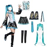 Generic Future Costume Miku Cosplay Costume Full Set with Wig Cosplay Costume Secondary Animation Character Cosplay Costumes, Small, Miku+wig