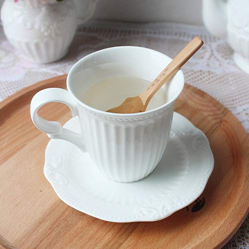 Duży kubek do kawy Kubek Ceramiczny kubek na wodę z porcelany kostnej Filiżanka do kawy Prosty kreatywny styl pałacowy Wytłoczony czysty biały kubek do mleka Duża pojemność