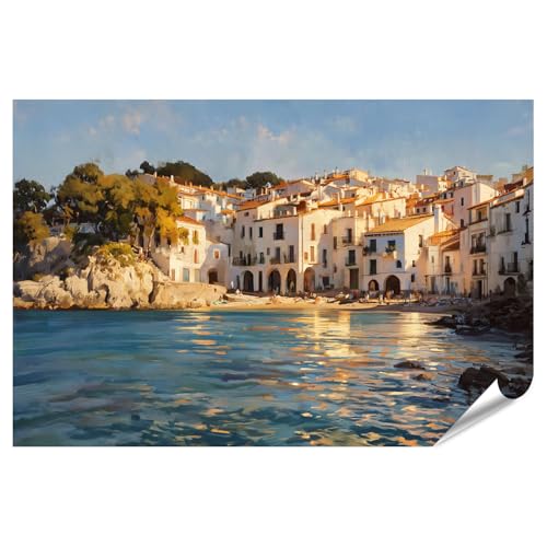islandburner Póster de alta calidad brillante de pueblo mediterráneo para salón, perfecto para los amantes de los viajes, estándar