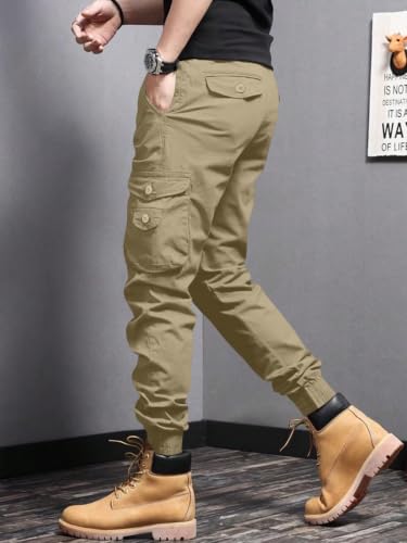 Image of Leriya Fashion Men's Cargo Pants | 6 Pocket Cotton Cargo Joggers for Men | Loose Fit Stylish Pant with Pockets | Casual Baggy Trousers & Streetwear Lower