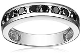 Amazon Collection 10k Gold Channel-Set Black Diamond Ring (1 cttw)