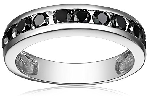 Amazon Collection 10k Gold Channel-Set Black Diamond Ring (1 cttw)