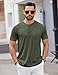 COOFANDY Men's Henley Short Sleeve Shirts Casual Button Henley Basic Tee Solid Fashion Shirts Dark Green