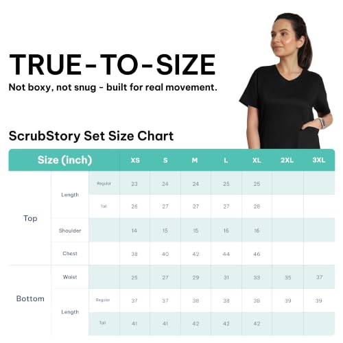 Image of Lite V-Neck 6-Pocket Women's Cotton ScrubSuit | Moisture-Wicking, Anti-Stain & Odor Protection | Classic Fit Top & Pant | All-Day Comfort for Doctors & Students Kohl Black (L)
