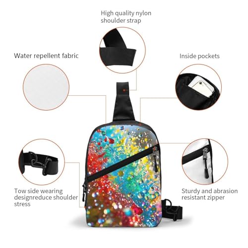 Colorful Spray Pattern (1) Print Men's and Women's Foldable Crossbody Bag,Sports Crossbody Bags,and Daily Chest Bags3