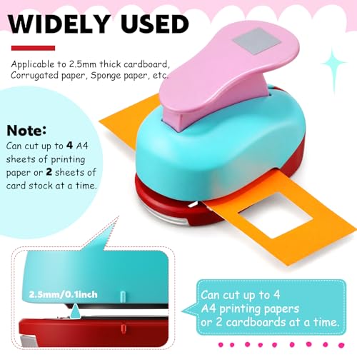 Image of CHENGU 6 Pcs Square Punch Set 3in /2in /1.5in /1in /0.6in /0.3in Scrapbook Hole Punchers Crafting with 10 Sticker Paper Square Cutter Scrapbook for Office Supplies DIY Albums Photos(Multicolor)