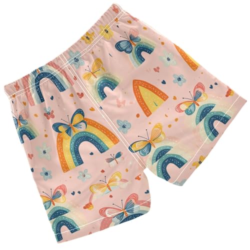 Pigsaly Boys Swim Trunks Rainbows Green Butterflies Pink Boys Board Shorts Swimsuit Swimwear Summer Bathing Suit S2