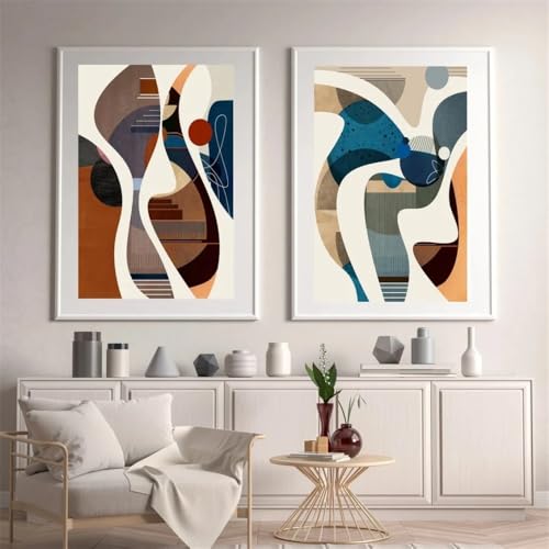 WBYZAC 2 Piezas Cartel-Cuadros Abstractos Geométricos Modernos de Mediados de Siglo Arte Mural Pósteres e Impresiones para Sala de Estar Cocina Oficina y Decoración del Hogar-60 * 70cm (Sin marco)