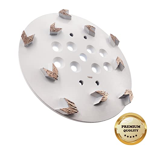 Globaldragon 10 inch Pro Concrete Diamond Grinding Head disc Plate, 16Grit Arrow Segment (16Grit Soft Bond 10 Segments), Gold, White, Red, Black