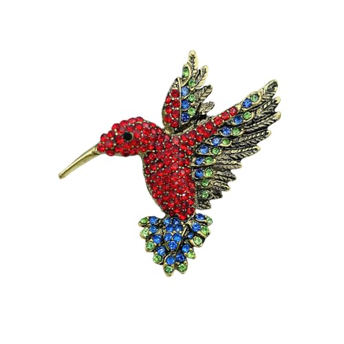 Elegant Vintage Hummingbird Brooch for Women - Designer Rhinestone Bird
