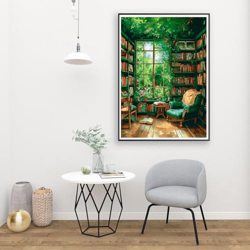Image of Clendo Paint by Number for Adults Beginners, Study Room Adults Paint by Numbers Kits on Canvas, DIY Oil Painting Acrylic Paints for Home Wall Art Decor(16x20inch)