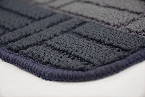 Kitchen Bathroom Hallway Entry Mat Doormat Rug Slip Skid Resistant Rubber Back Greek Key Blocks Design (Blue, 18 in x 30 in Mat)