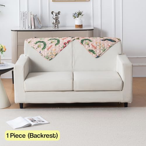 Image of House of Quirk 'Mughal Series' Printed Quilted Sofa Cover for 1 /2 /3 /4 Seater - Anti-Slip, Washable Couch Protector Slipcover (Backrest, Royal Peacock, 50x70 cm)