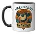 Legend Dairy Grandma Funny Cattle Farmer Grandmother Cow 70s Ceramic Mug, Black/White