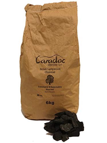 Lumpwood Charcoal 6kg Bag Premium British Hardwood Charcoal Restaurant Grade Perfect for any BBQ Caradoc Hardwood Charcoal Made in the UK from Sustainably Sourced Hardwood Large Chucks