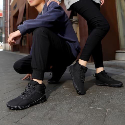 Image of Mens Womens Hike Barefoot Minimalist Shoes Winter Footwear Zero Drop Sole Wide Toe Box Waterproof Hiking Boots Women Warm and comfortable