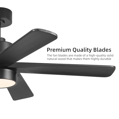 WINGBO 48 Inch DC Ceiling Fan with Lights and Remote Control, 5 Carved Solid Wood Blades, 6-Speed Noiseless Reversible DC Motor, Indoor Ceiling Fan in Matte Black Finish with Black Blades by WINGBO - Used condition - Image 7