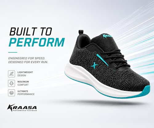 Image of Kraasa Men's Running Shoes | Breathable Mesh Upper | Lightweight Phylon Sole | Cushioned EVA Insole | Comfortable Sports & Casual Sneakers for Gym, Walking & Daily Use