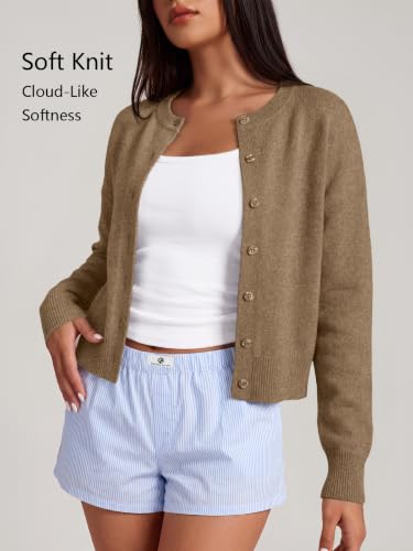 Image of Trendy Queen Cropped Cardigan Sweaters for Women Fall Fashion Clothes 2026 | Lightweight Knit Button-Down, Versatile Layering Piece for Fall, Spring & Office Wear