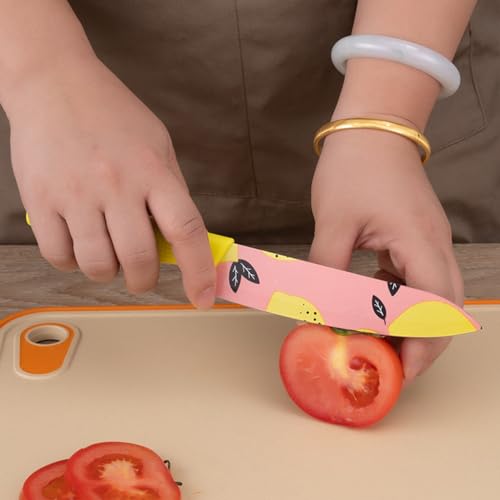 Image of Zibuyu 3PCS Knife Set for Kitchen Use, Stainless Steel Chef Cutter Fruit Cutter Utility Cutter with Anti Slip Handles, Fashion Printed Design for Home Cooking and Daily Meal Prep