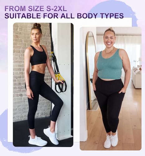 BLONGW 3 Pack Capri 3/4 Length Leggings for Women,High Waisted Cropped Leggings Soft Sport Trousers with Pockets for Workout Gym Yoga Fitness Running - Image 5