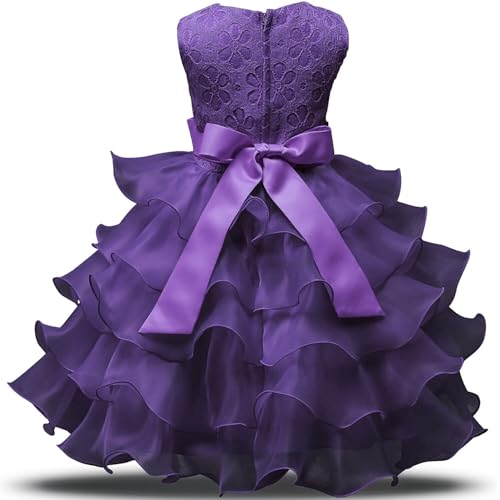 Image of NNJXD Toddler Baby Tulle Flower Princess Wedding Dress Girls Birthday Dresses