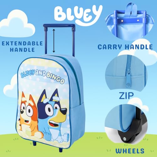 Bluey Children’s Luggage Suitcase - Foldable Trolley Bag 42 x 29cm 2 Wheels Extendable Handle - Travel Bag with Wheels - Image 2