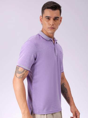 Image of The Indian Garage Co Men Regular Fit Textured Polo Neck Half Sleeves Tshirt